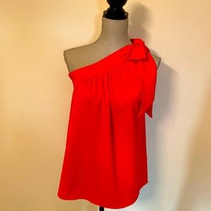 Guteidee Womens One Shoulder Tops Casual Tie Bow Knot Sleeveless Blouse sz large